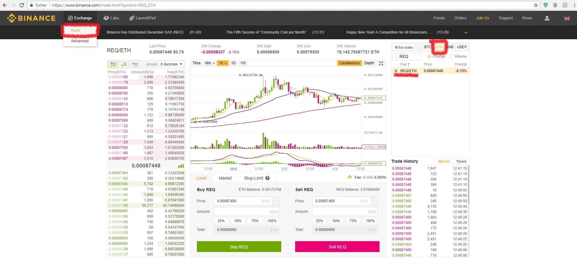 REQ Token bei Binance kaufen