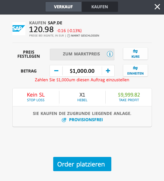 eToro SAP DAX Aktie kaufen