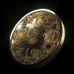 Bitcoin Münze im Schatten