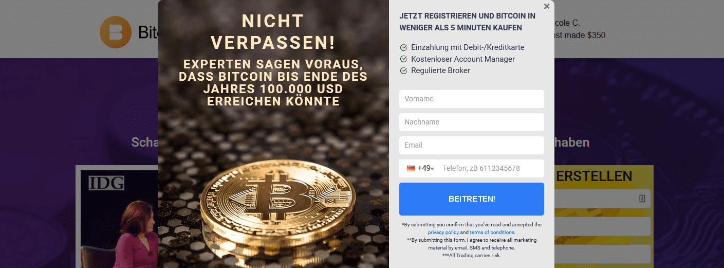 Bitcoin bank Anmeldung