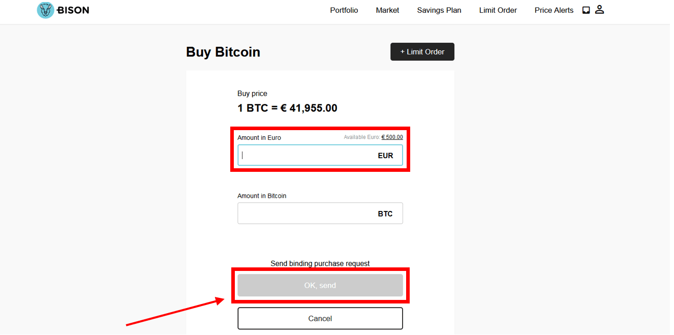 Bison App Bitcoin kaufen 2
