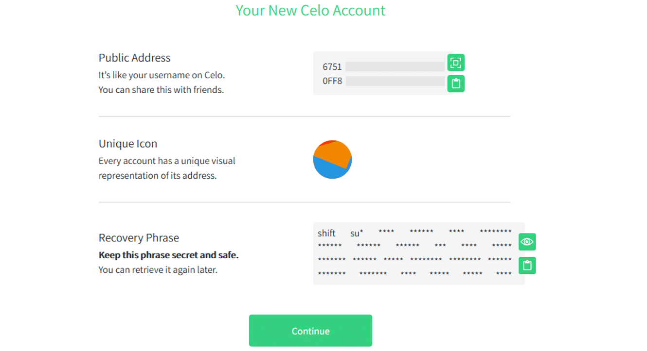 Celo Wallet erstellen 2