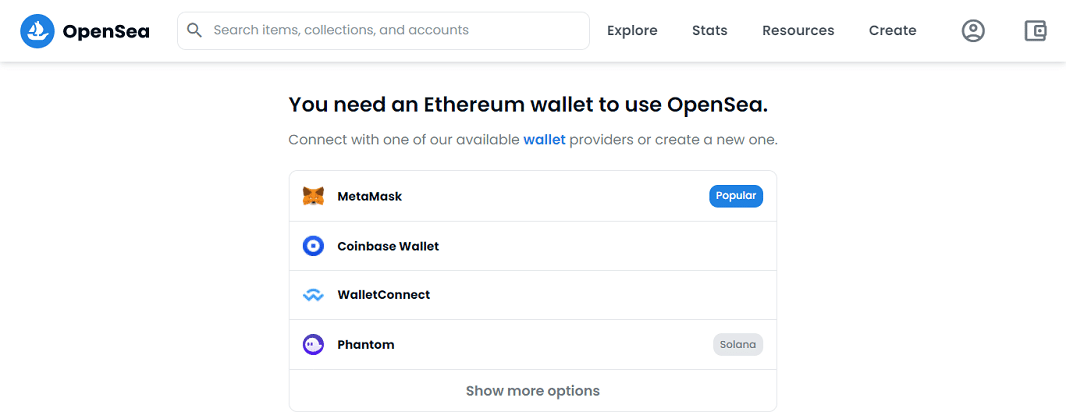 Krypto-Wallet mit OpenSea verbinden