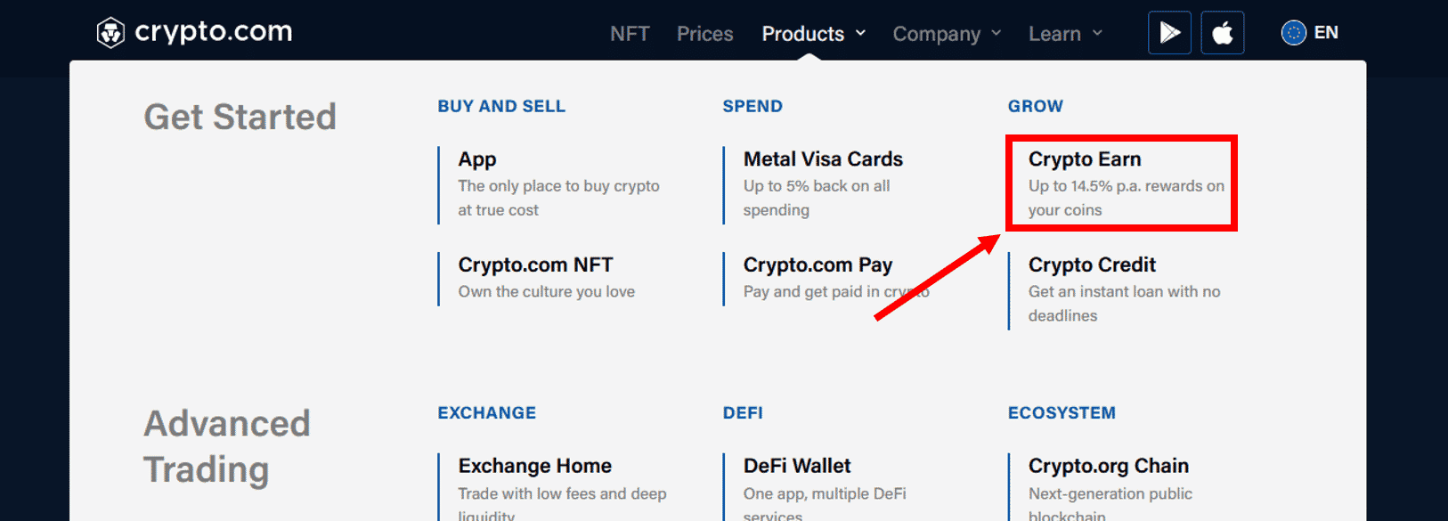 Crypto.com Earn Staking