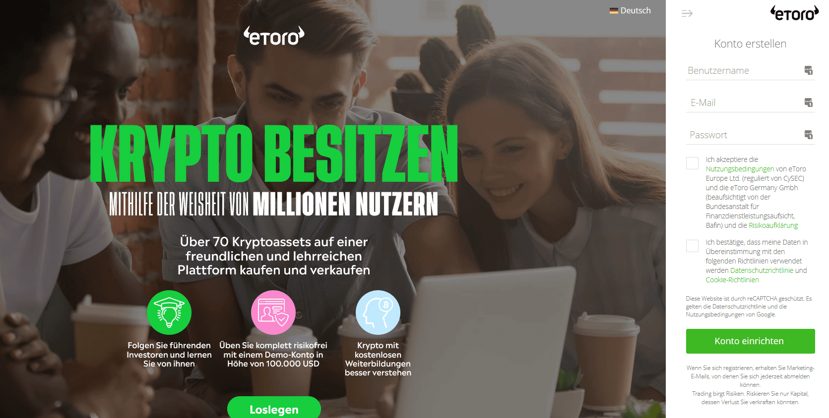 eToro Anmeldung