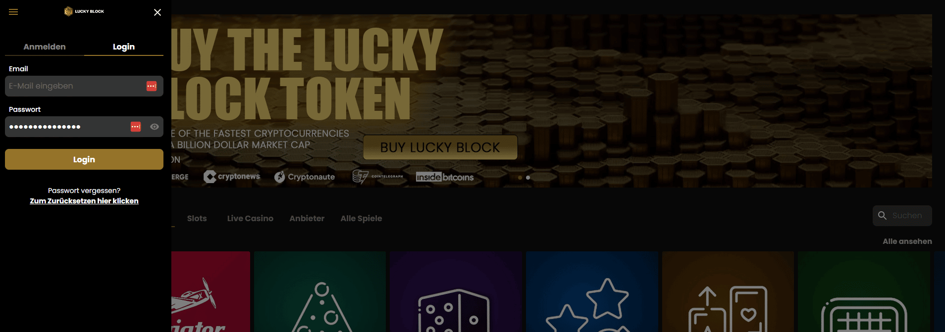 LuckyBlock Casino Einloggen