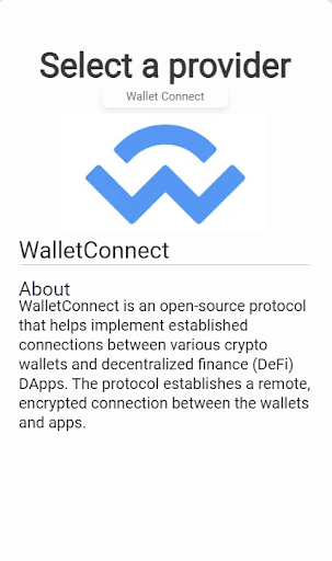 Select a provider - Wallet auswählen