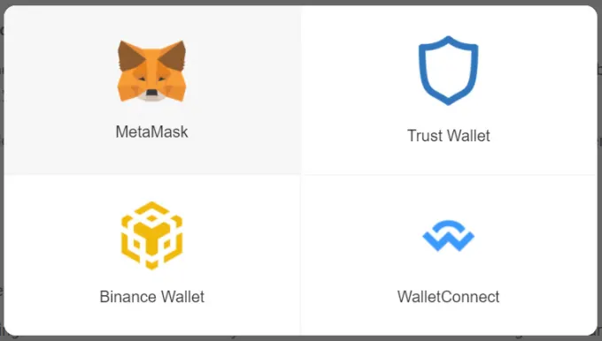 MetaMask, Trust Wallet, WalletConnect