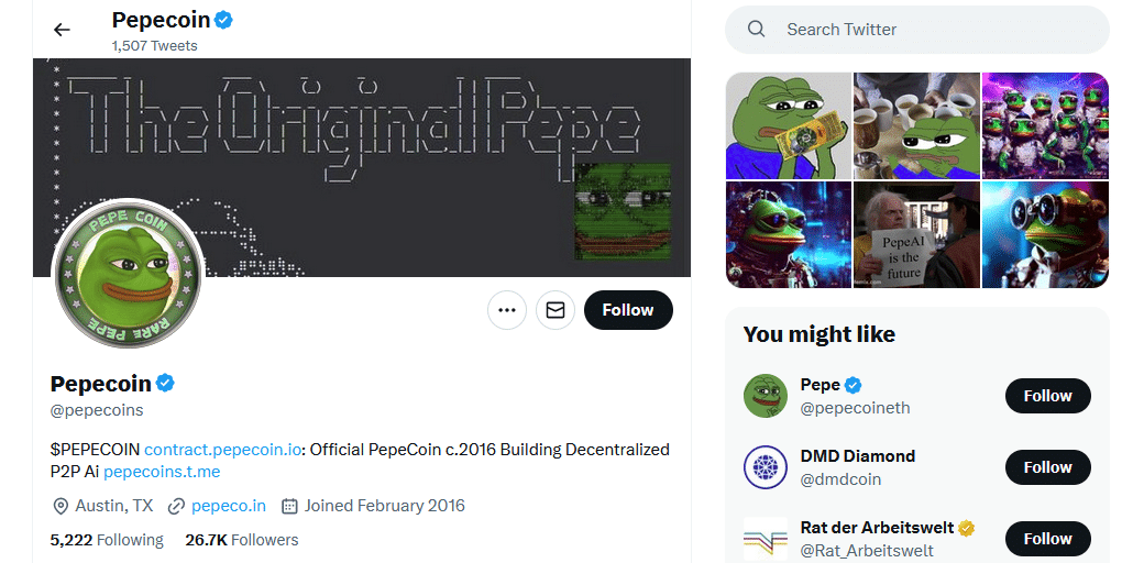 Pepe Coin Twitter