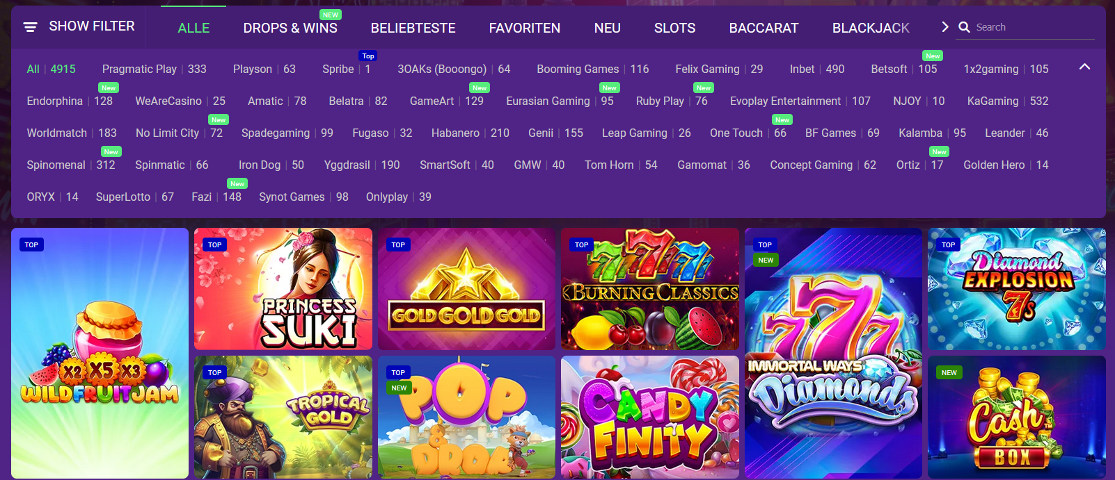 BetPlays Casino Spiele