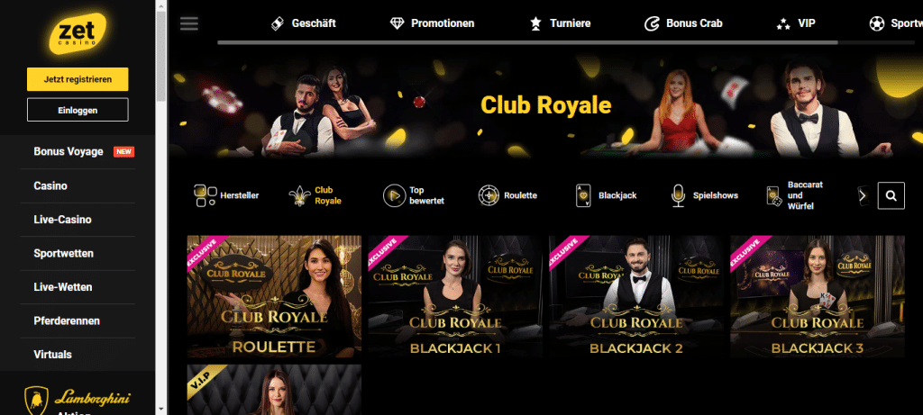 Club Royale Live Spiele - ZetCasino Online