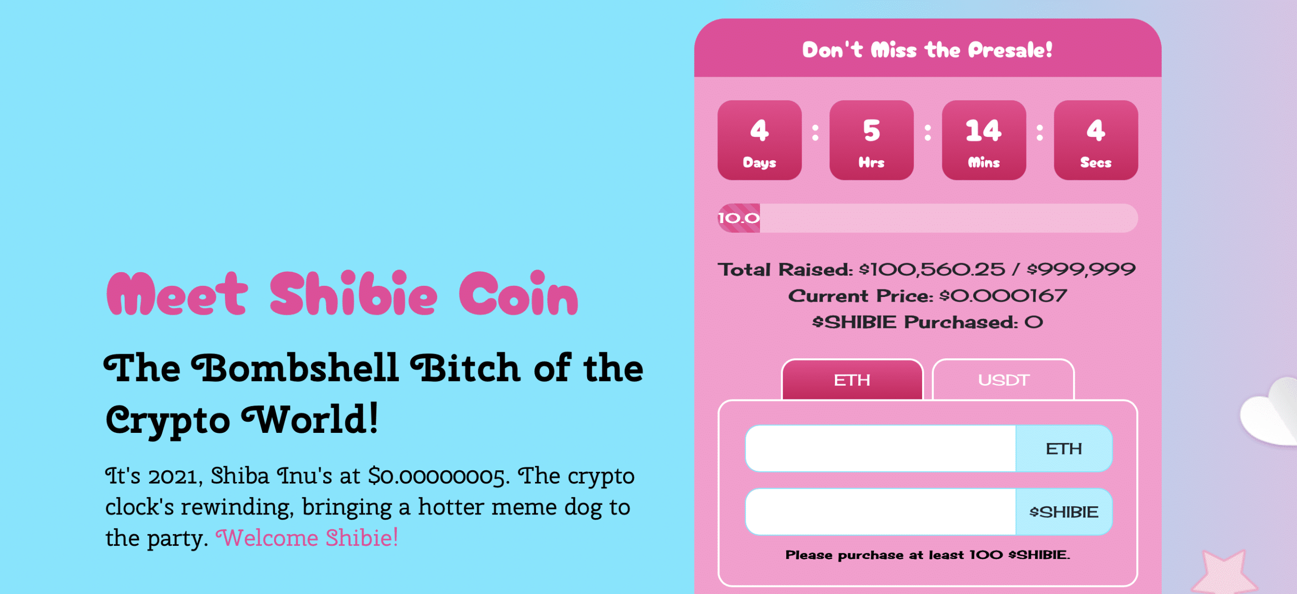 Shibie Presale Screenshot 