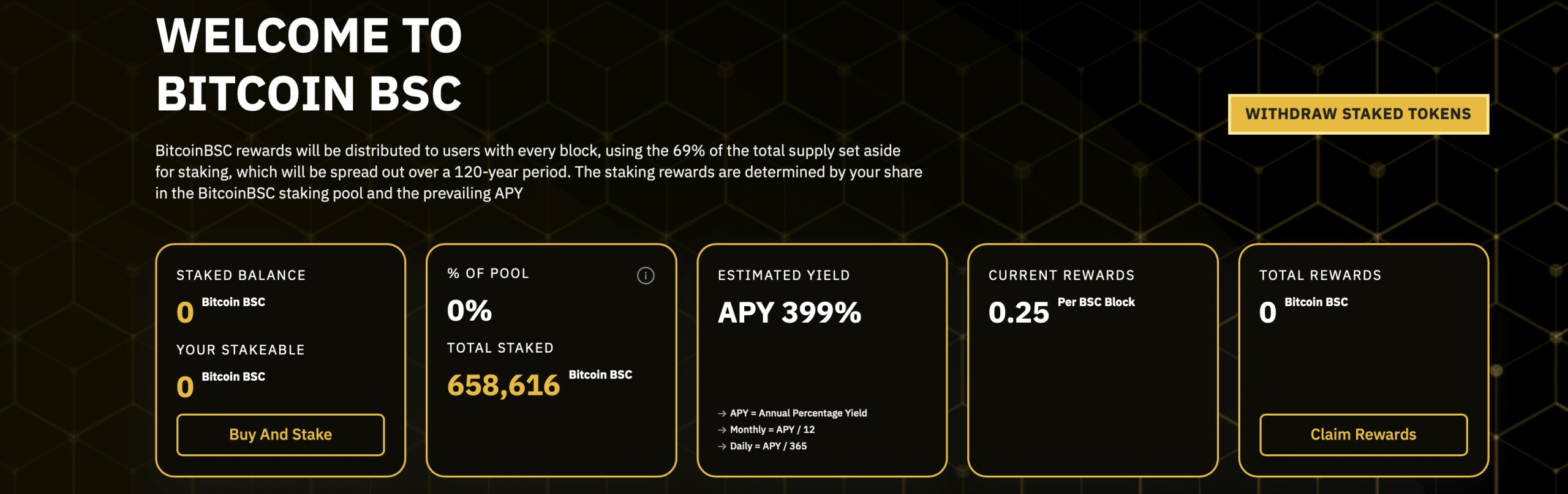 Staking Dashboard Bitcoin BSC