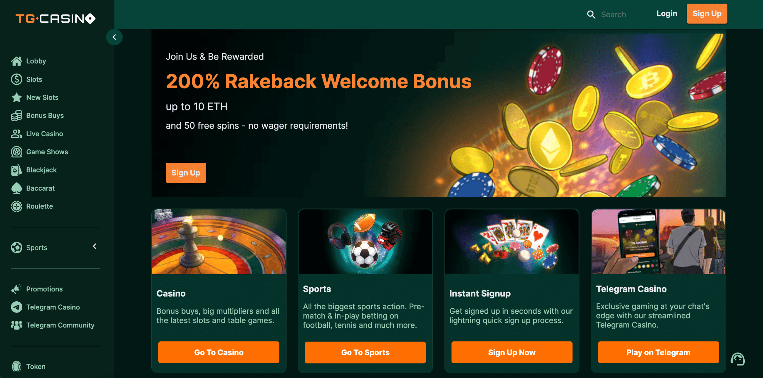 TG.Casino Homepage