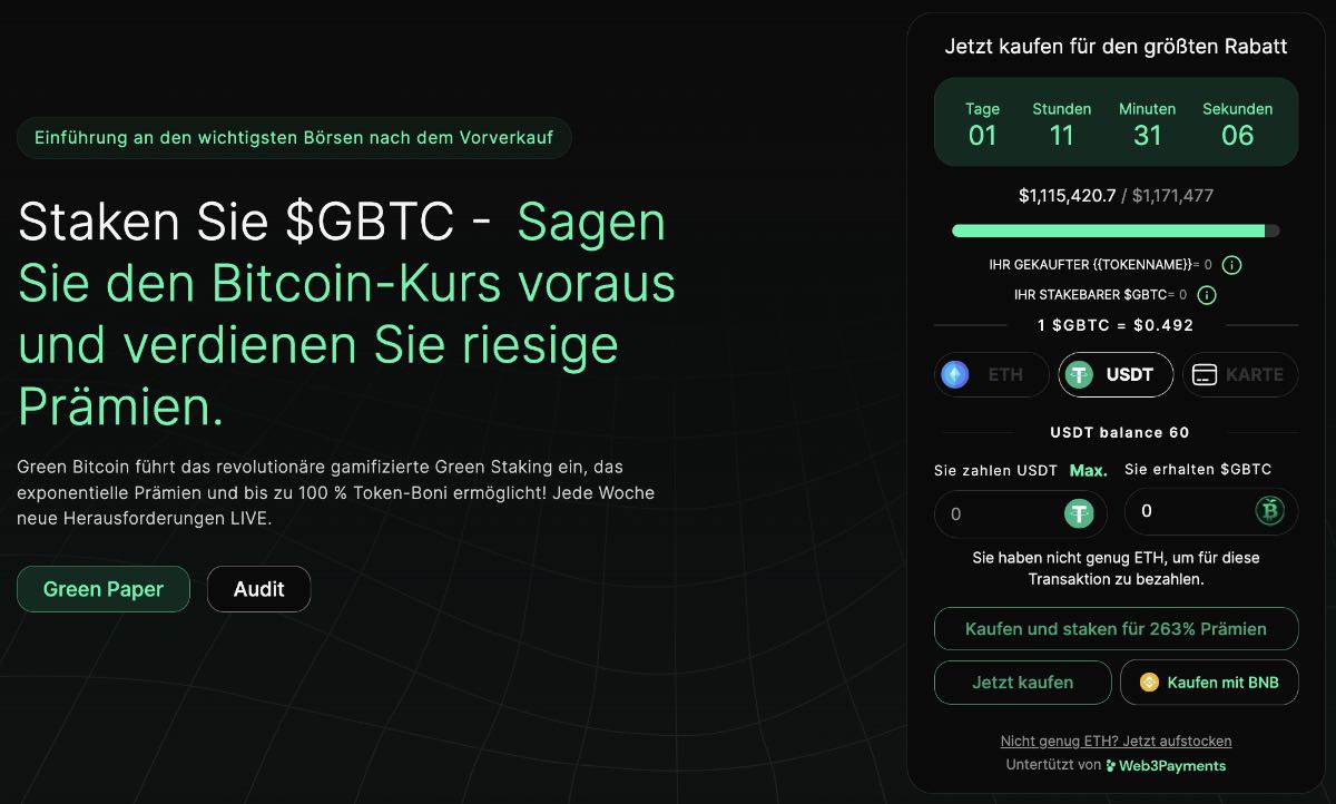 Green Bitcoin kaufen oder staken