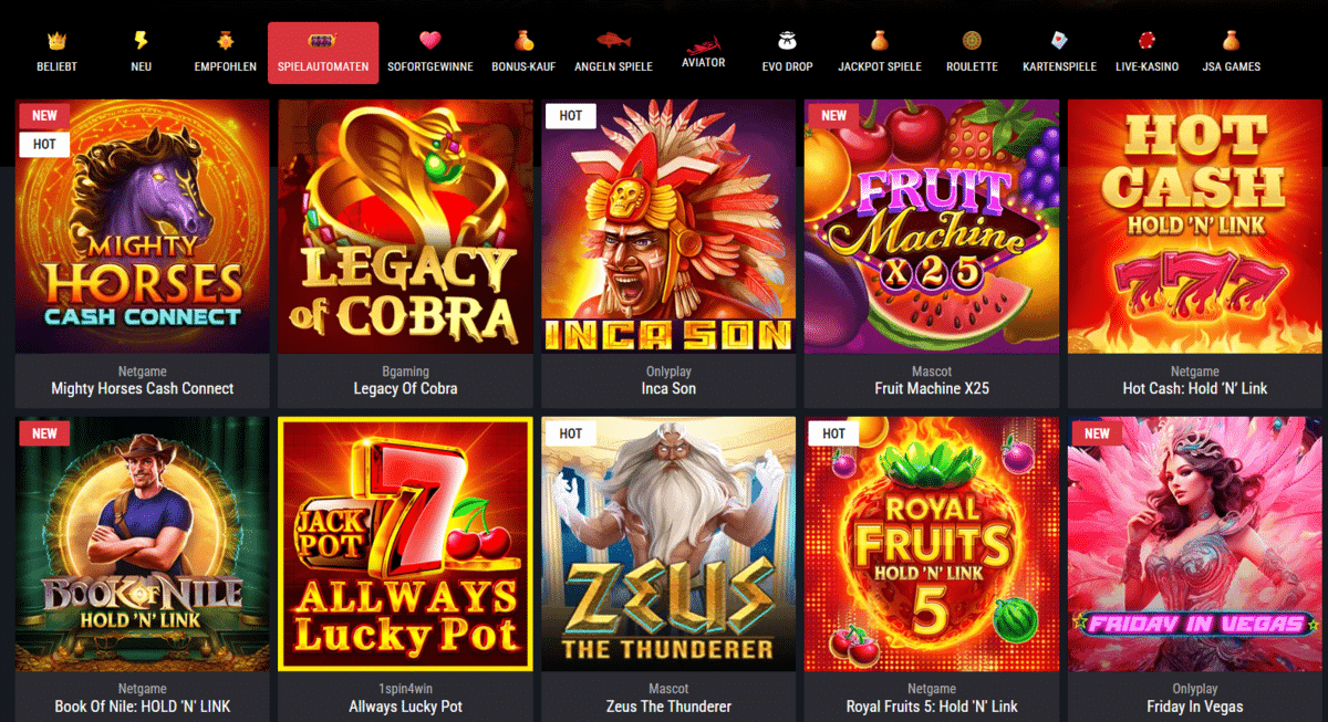 Cobra Casino Spielautomaten
