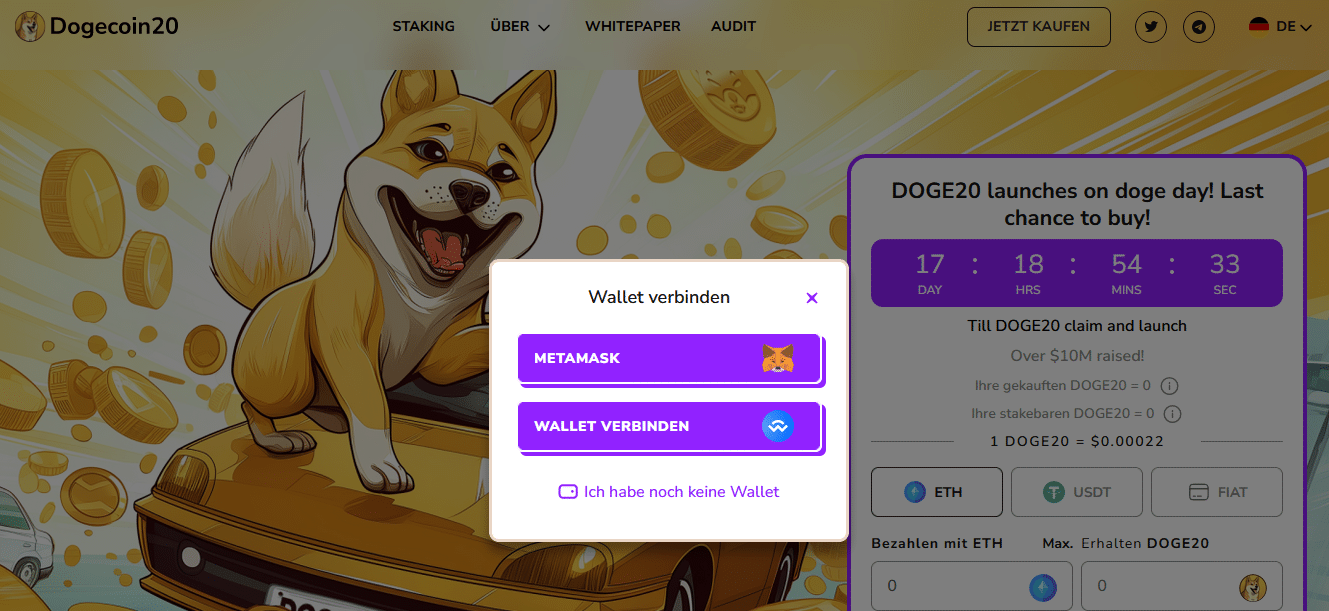 Dogecoin20 Wallet verbinden