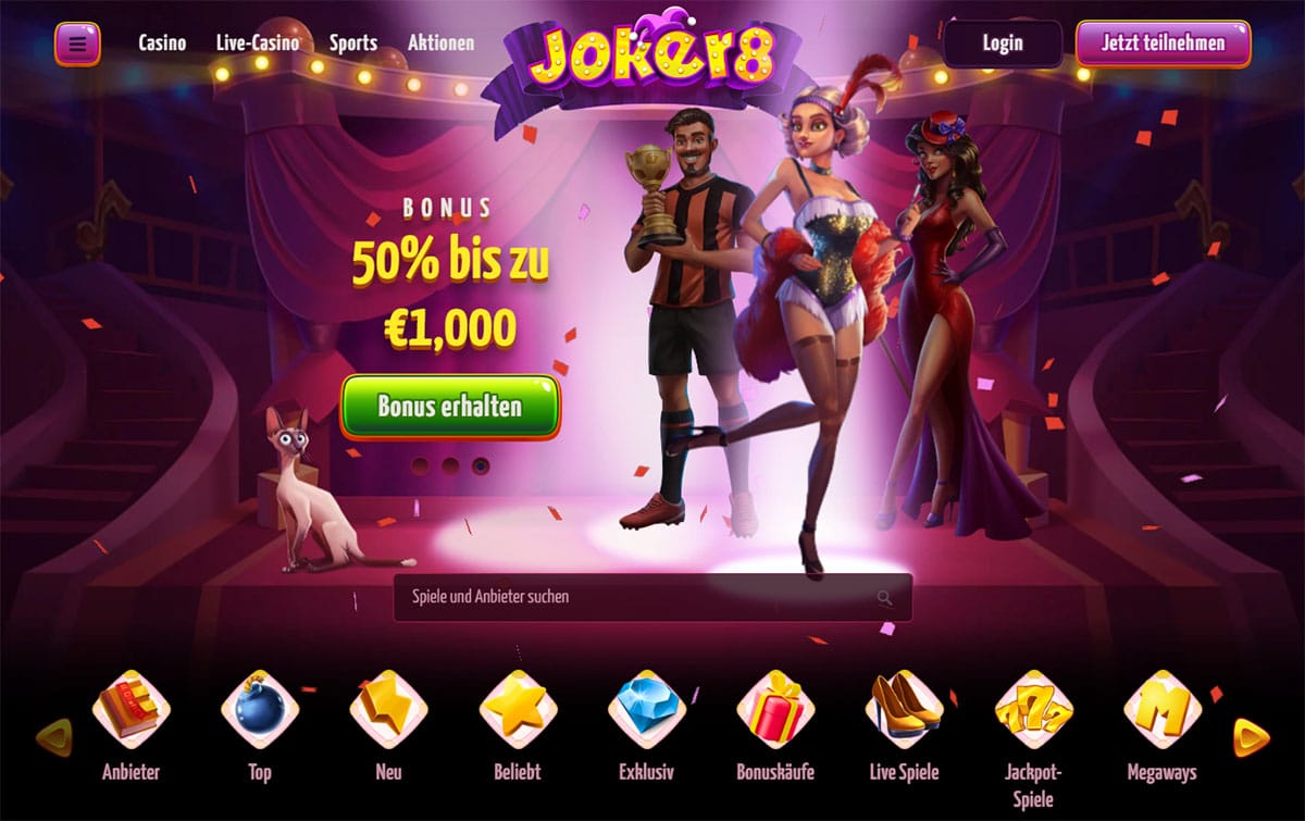 Joker 8 Casino Homepage