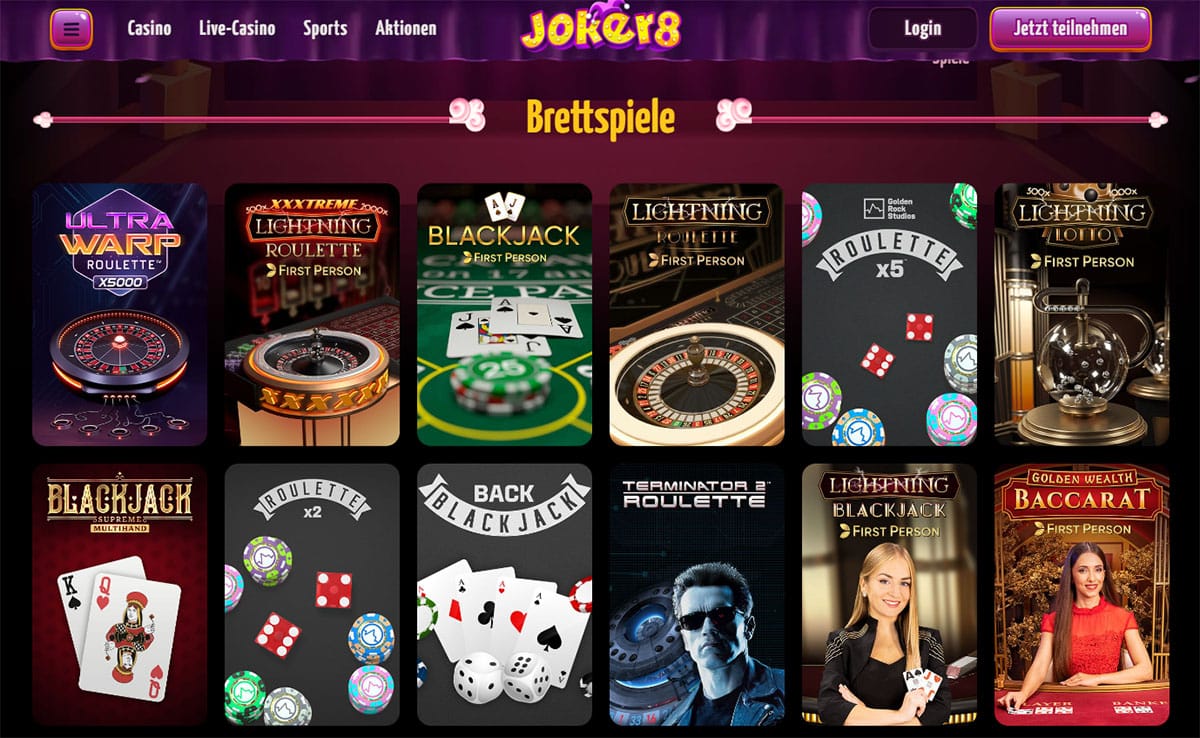 Joker 8 Casino Table Games