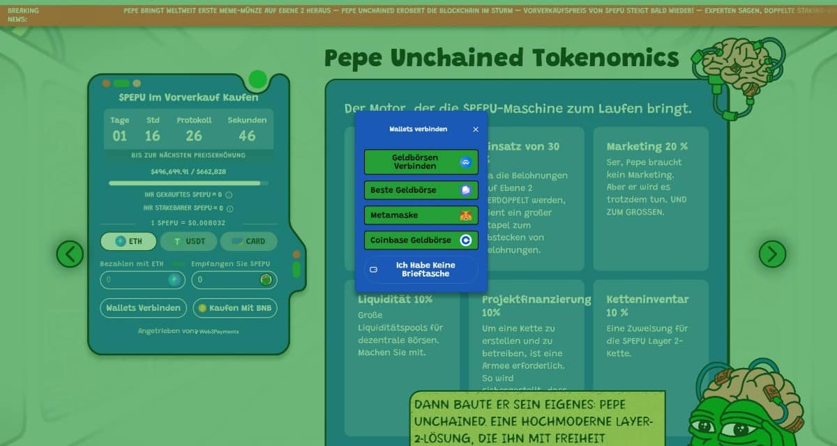 Wallet mit Pepe Unchained verknüpfen
