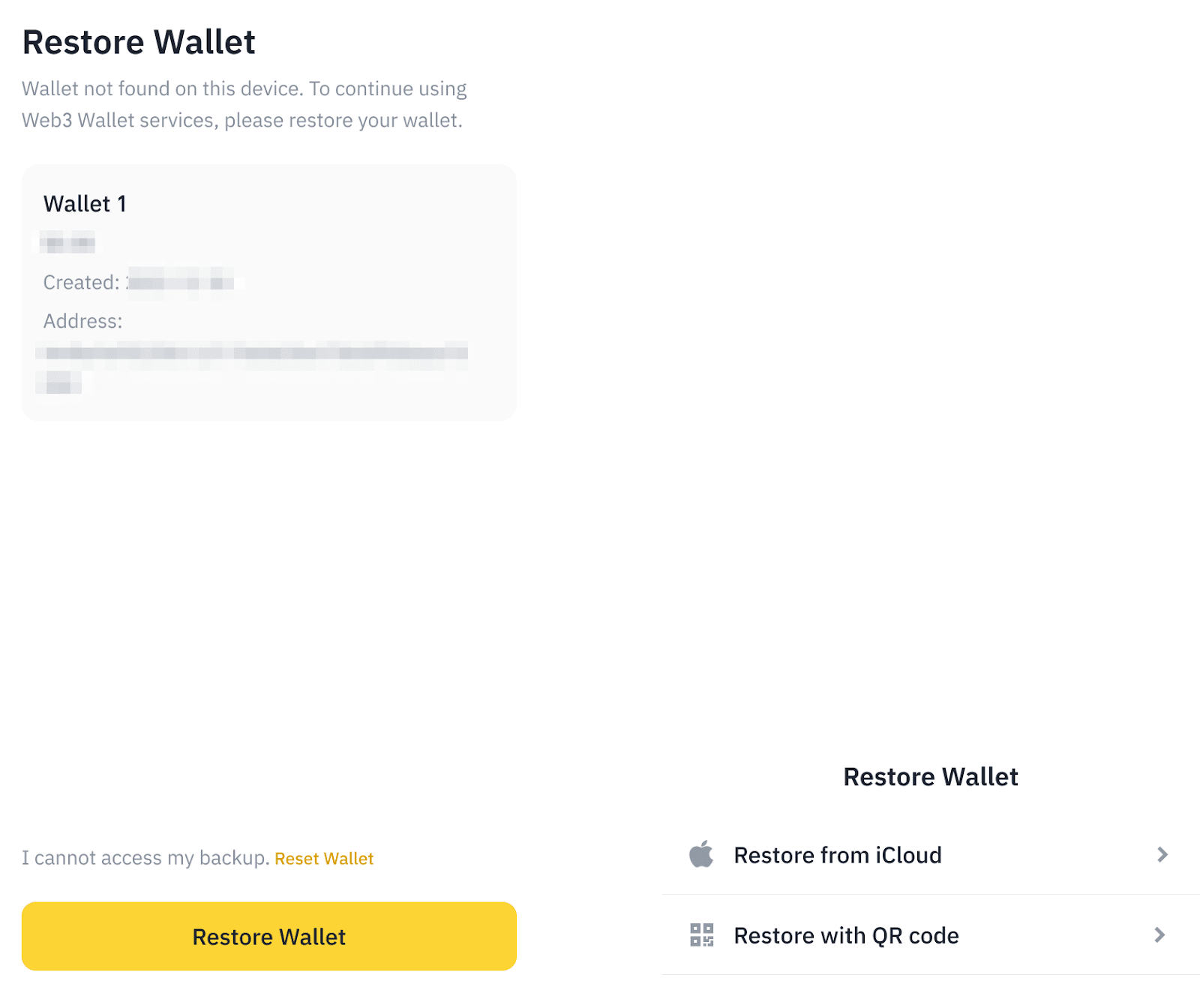 Binance Wallet wiederherstellen