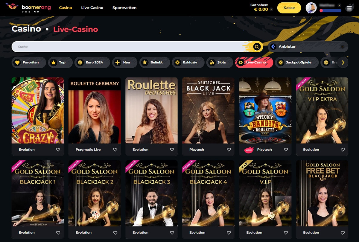 Boomerang Live Casino