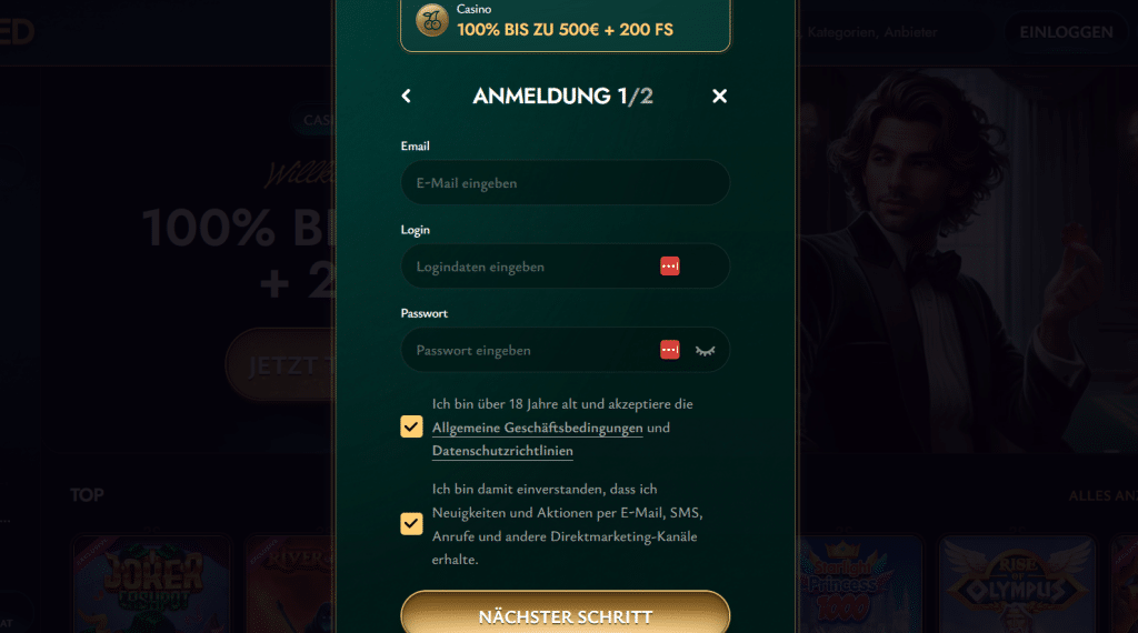 Cashed Casino Anmeldung