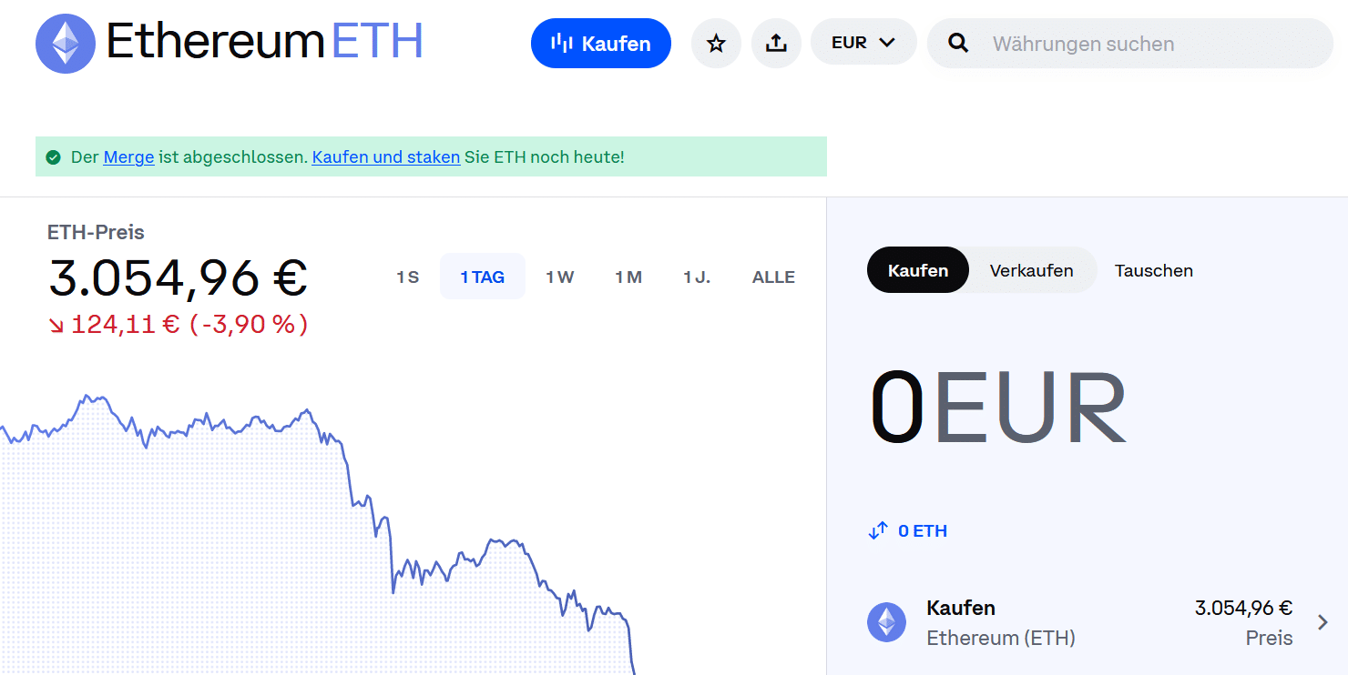 Ethereum kaufen Coinbase