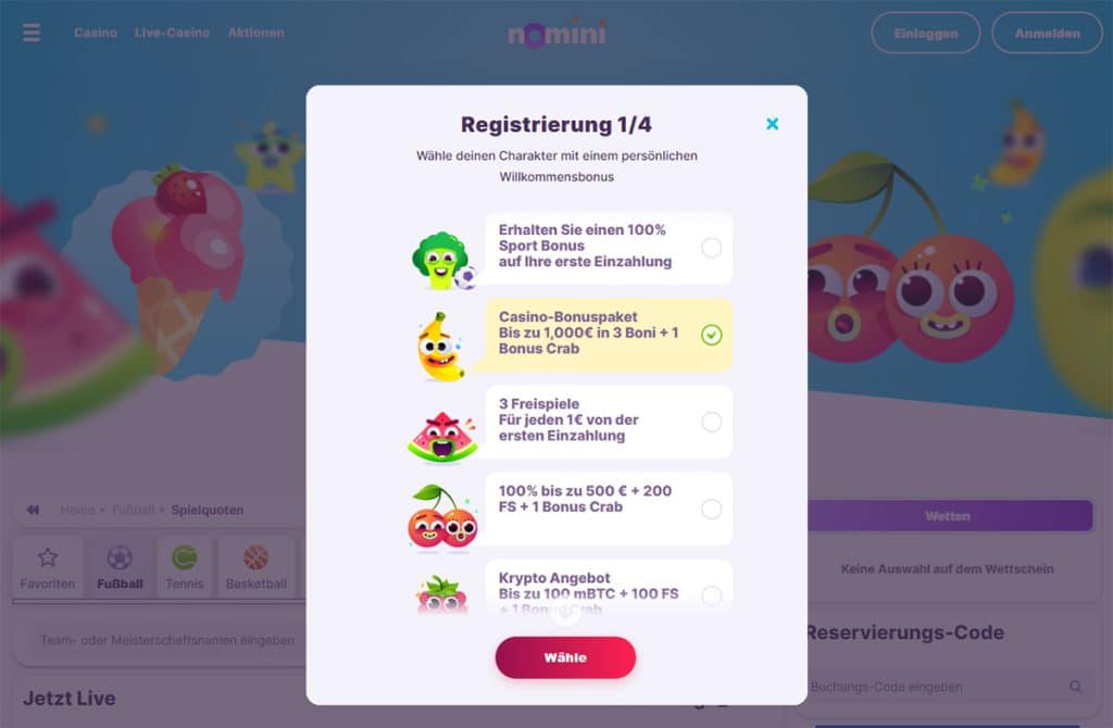 Nomini Casino Registration 1