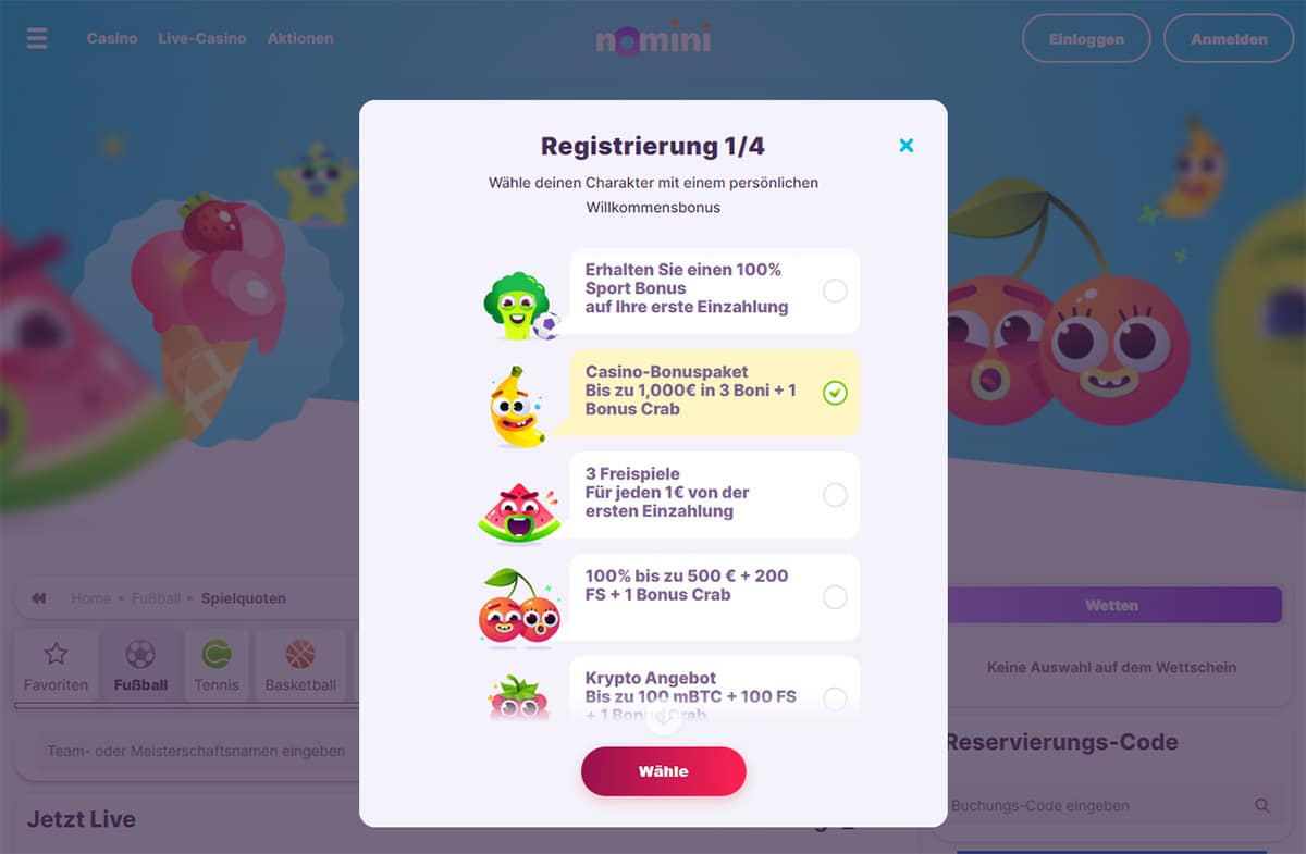 Nomini Casino Registration 1