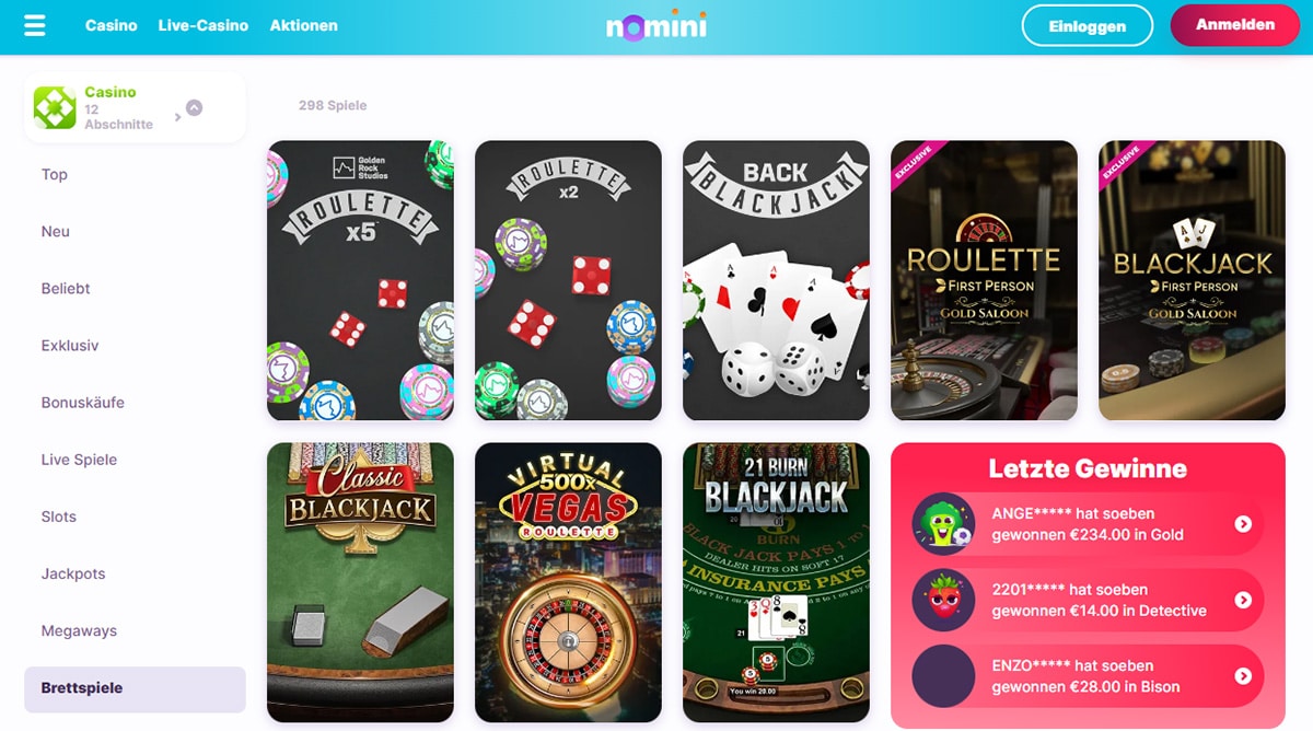 Nomini Casino Table Games