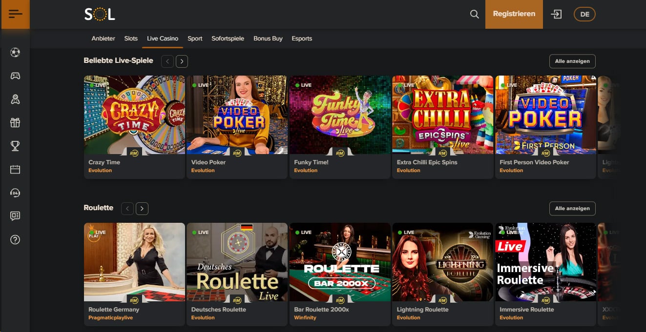 Sol Casino Live Casino