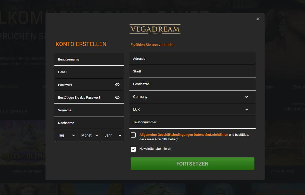 Vegadream Registration