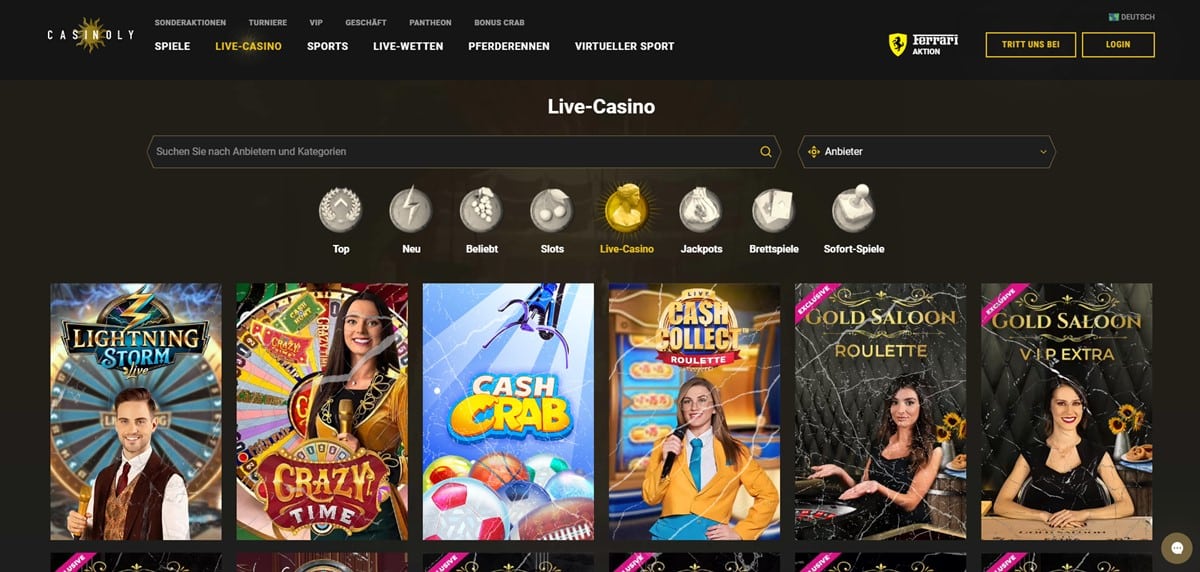 Casinoly Live spiele