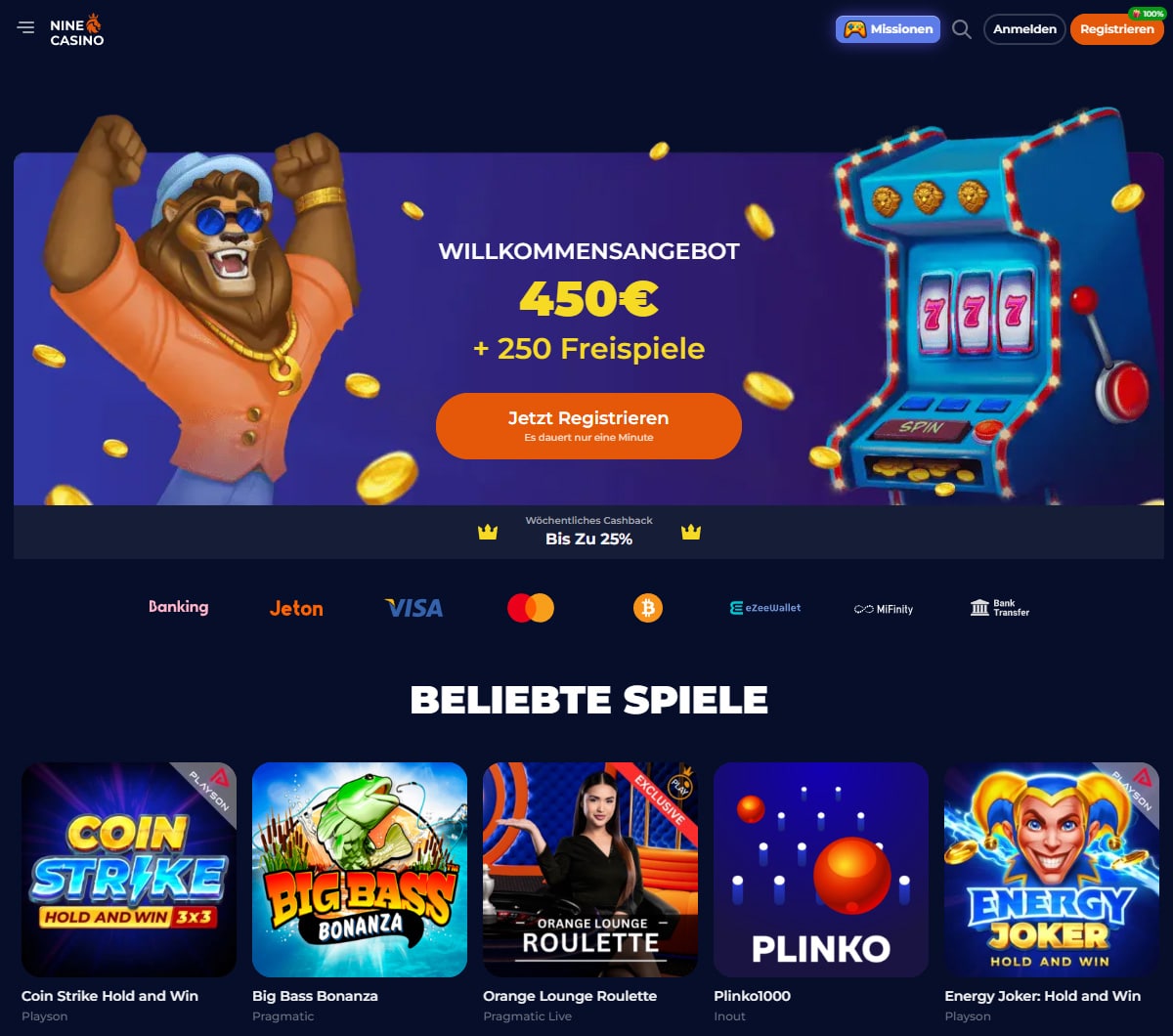 Nine Casino Homepage