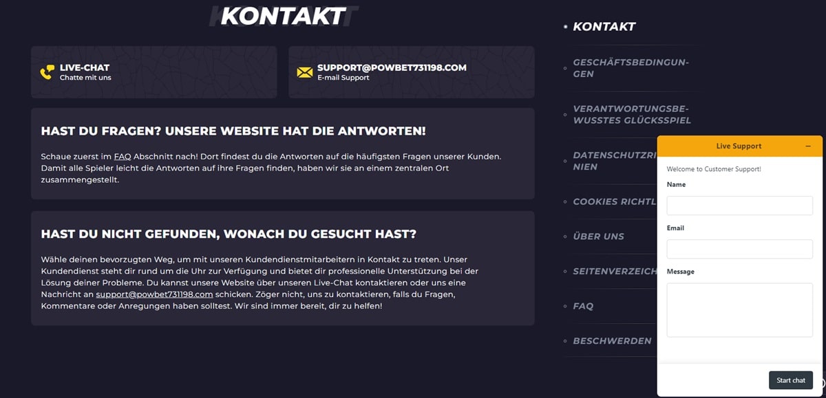 Powbet Kontakt