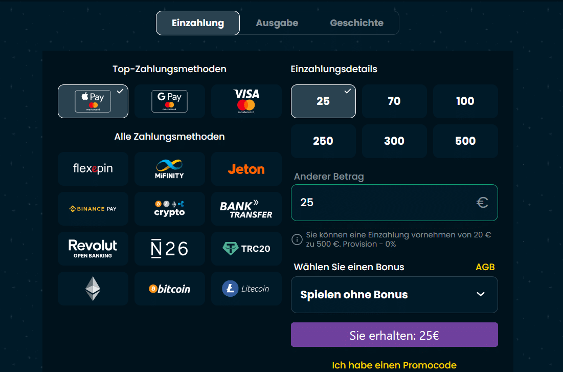 Rollino Casino Einzahlung