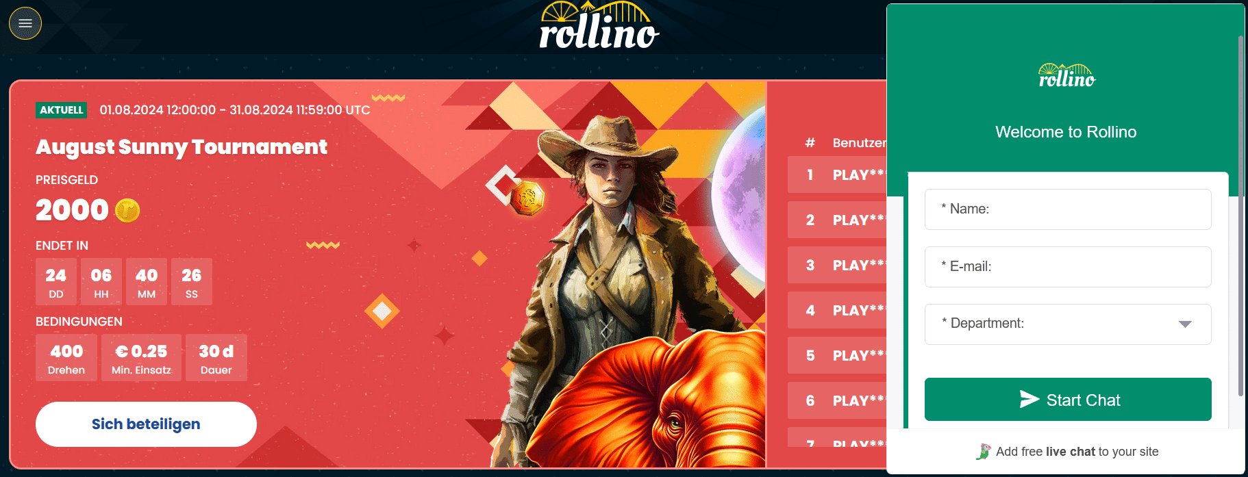 Rollino Casino Kundenserviec