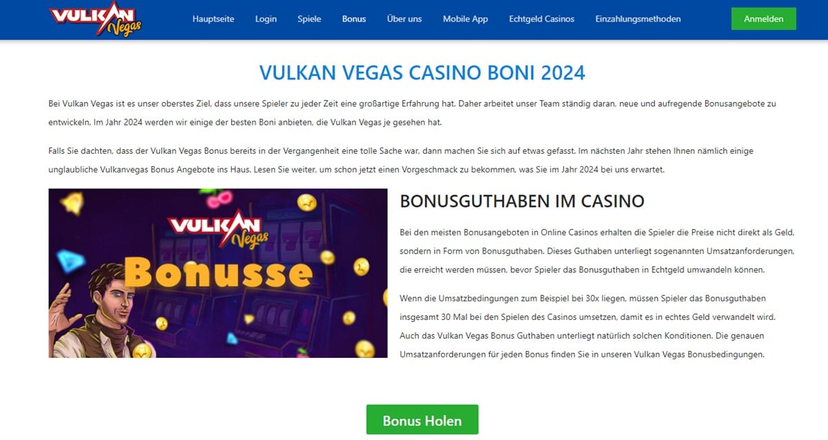 Vulkan Vegas Bonus