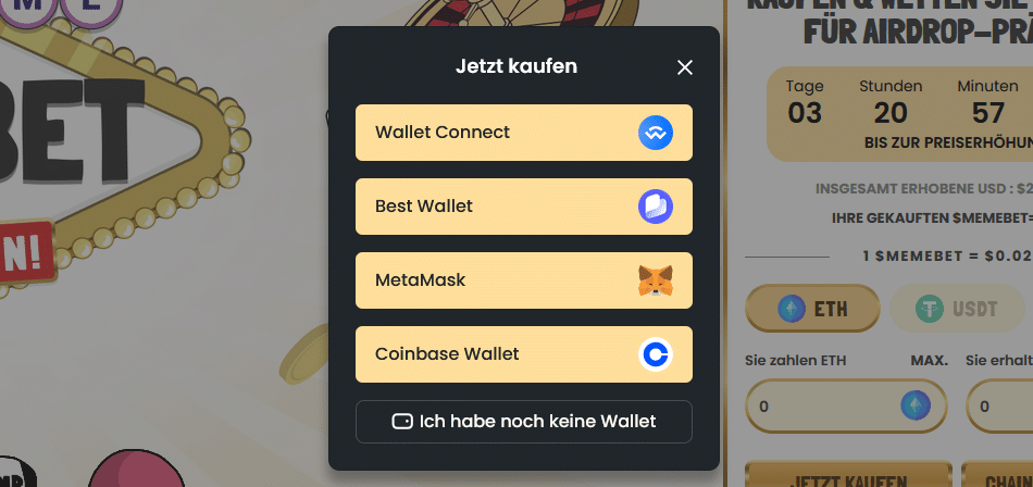 Memebet kaufen Wallet