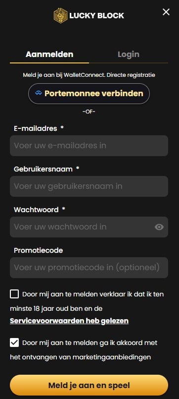 Registreer je casino-account