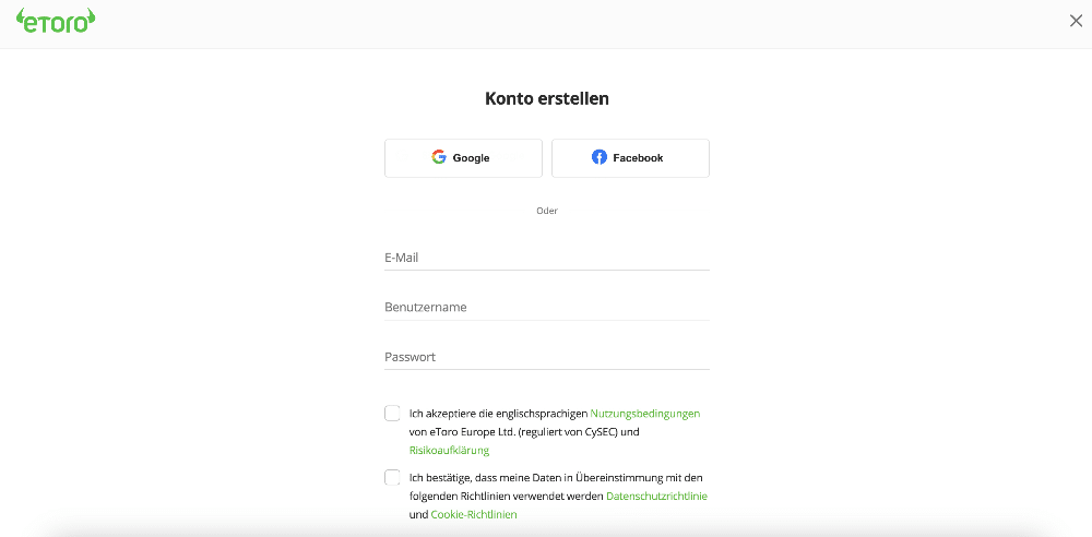 eToro Konto erstellen