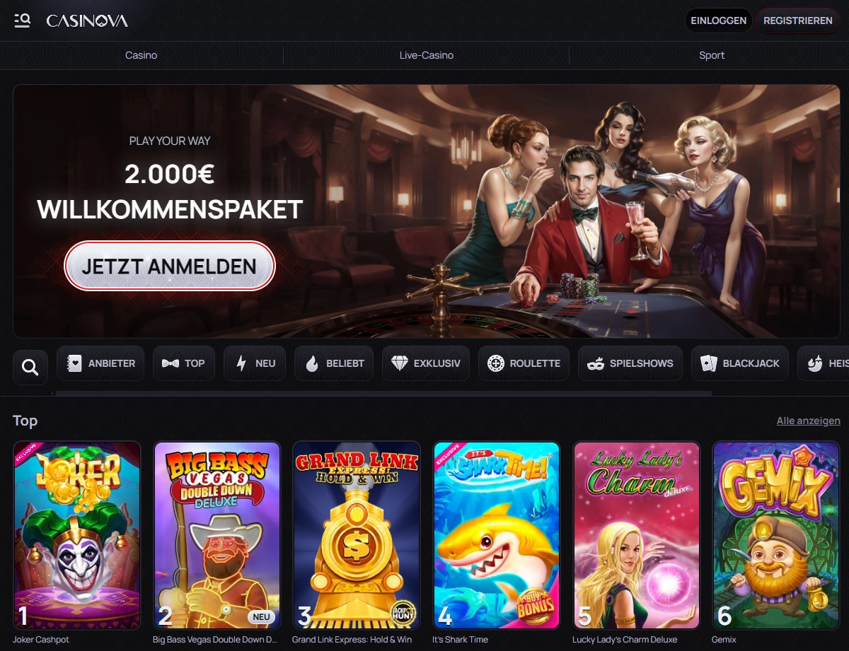 Casinova Homepage