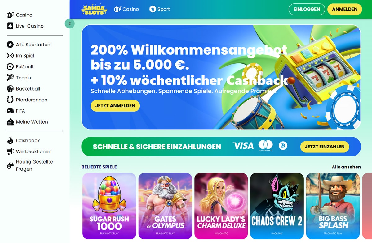 Samba Slots - Homepage