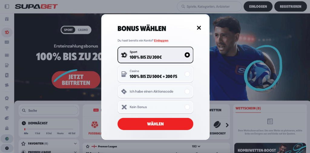 Supabet Sport Registrierung