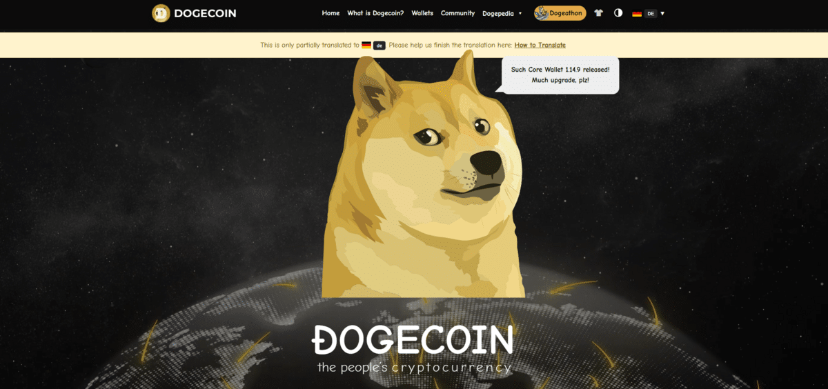 Dogecoin Core Wallet Homepage