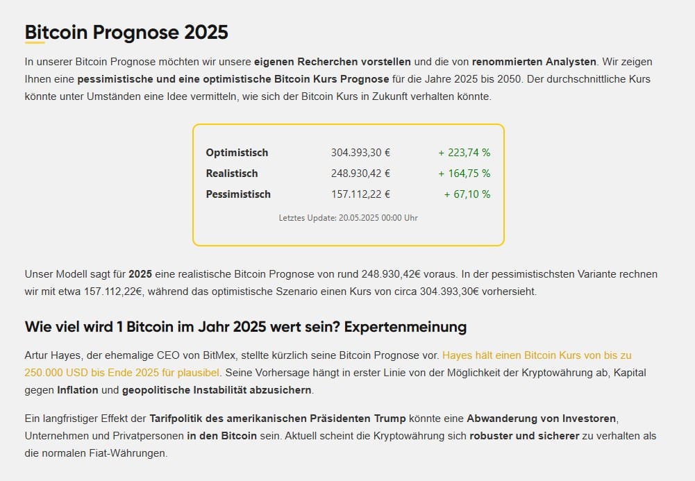 coincierge so entstehen unsere Prognosen beispiel bitcoin prognose 2025