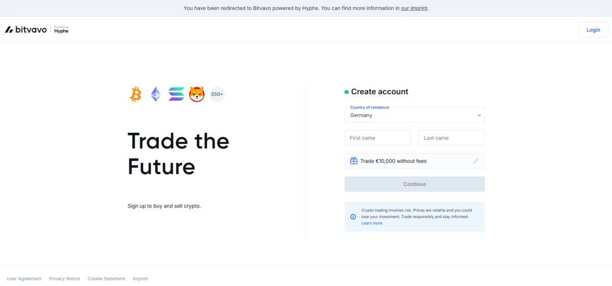 Bitvavo Homepage