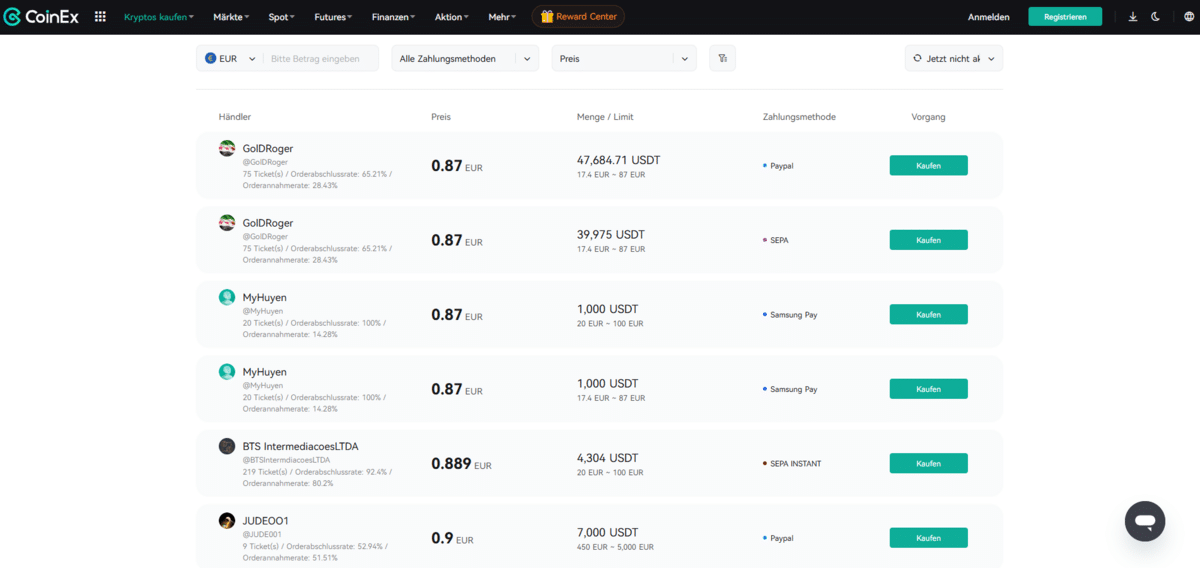 Coinex Krypto kaufen