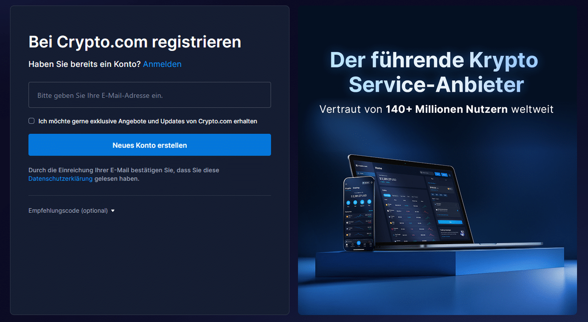 Crypto.com Anmeldung